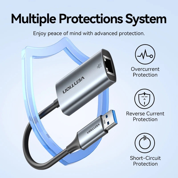 Перехідник USB Type-C/USB-A --> Ethernet RJ45 1000Mb сірий Aluminum Alloy Type Vention