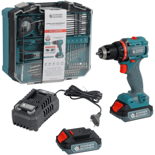 Аккумуляторная дрель-шуруповерт Konner&Sohnen KS ID20V-60 KIT 74