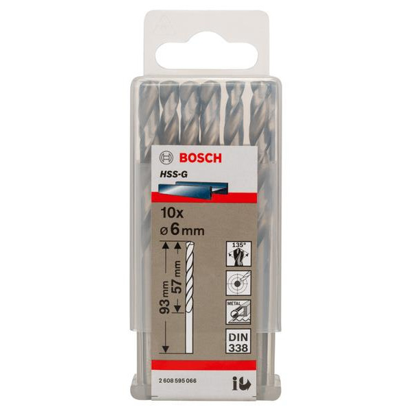 Свердло Bosch Professional HSS-G 6 по металу, 6мм, 10шт 2.608.595.066