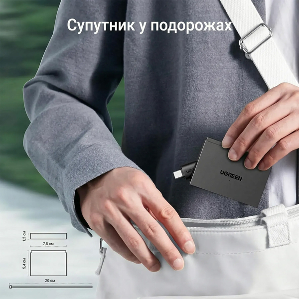 Картридер UGREEN Card Reader USB 3.0 4 в 1 OTG USB-C/USB-A SD/TF 4-in-1 CM812 (45167)