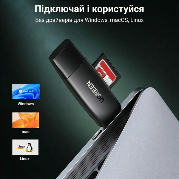 Картридер UGREEN Card Reader USB-С 3.1 USB-A TF/SD CM304 (80191)