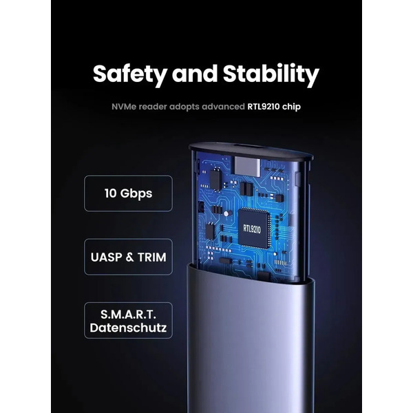 Кишеня для SSD M.2 USB3.2 Gen2 UGREEN CM767 Gray (15813)