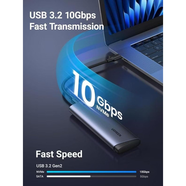 Кишеня для SSD M.2 USB3.2 Gen2 UGREEN CM767 Grey (35267)