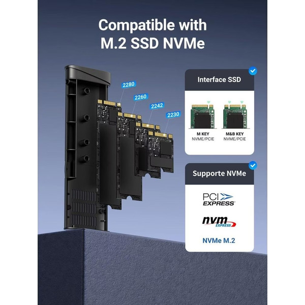 Кишеня для SSD M.2 USB3.2 Gen2 UGREEN CM767 Grey (35267)