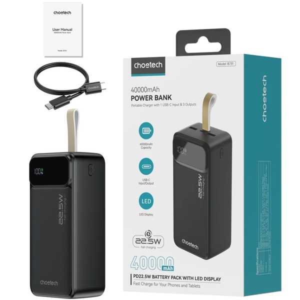 Зовнішній акумулятор (Power Bank) Choetech B731-ACBK