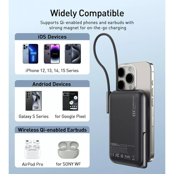 Зовнішній акумулятор (Power Bank) Choetech Magnetic B735-CCBK