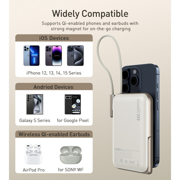 Зовнішній акумулятор (Power Bank) Choetech Magnetic B735-CCWH