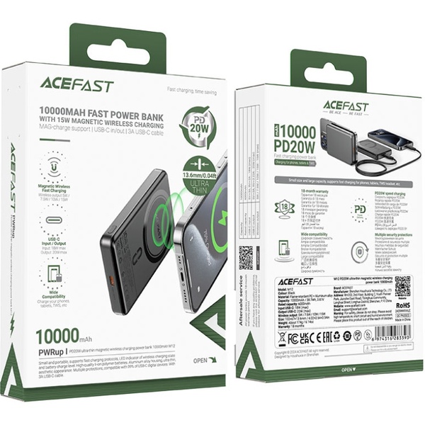Зовнішній акумулятор (Power Bank) Acefast Magnetic Wireless 6974316283393