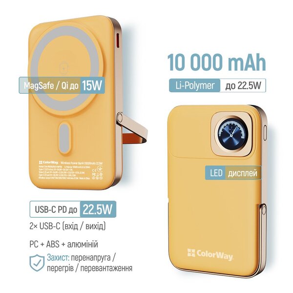 Зовнішній акумулятор (Power Bank) ColorWay CW-PB100LPA2Y-WPDD