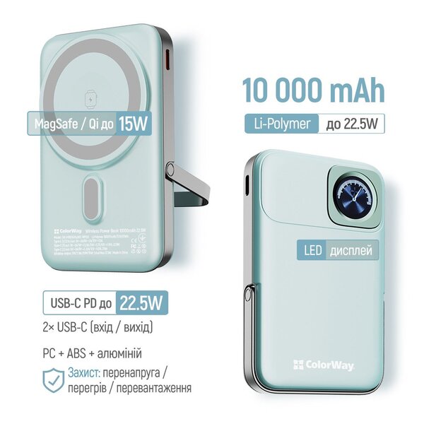 Зовнішній акумулятор (Power Bank) ColorWay CW-PB100LPA2MT-WPDD