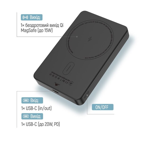 Зовнішній акумулятор (Power Bank) ColorWay CW-PB100LPA1BK-WPDD