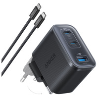 Мережевий зарядний пристрій Anker Charger - 70W, 2xUSB-C PD & 1xUSB-A Black