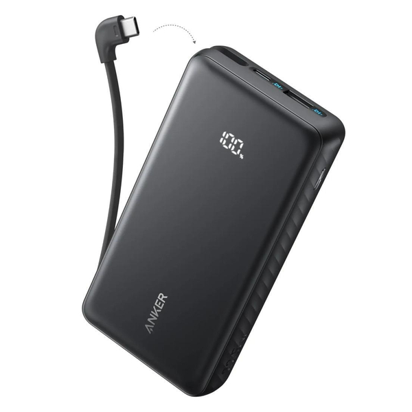 Портативний зарядний пристрій Anker - 20000 mAh 22.5W Built-In USB-C Cable Black
