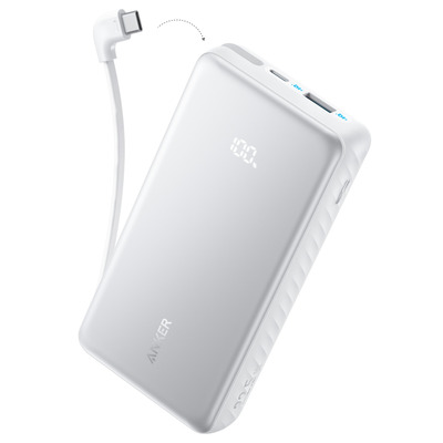 Портативний зарядний пристрій Anker - 20000 mAh 22.5W Built-In USB-C Cable White