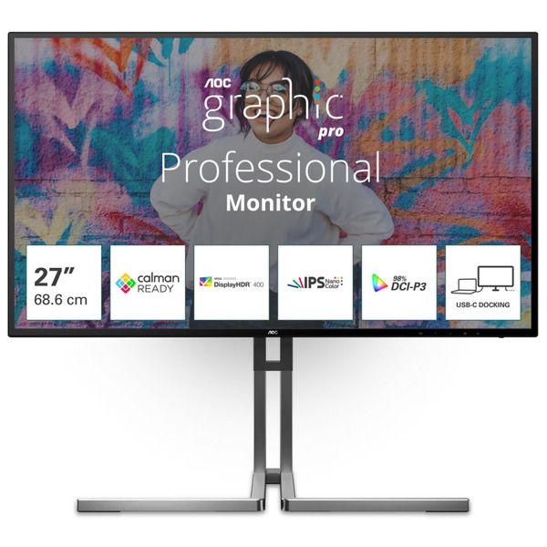 Монiтор 27" AOC U27U3CV Black