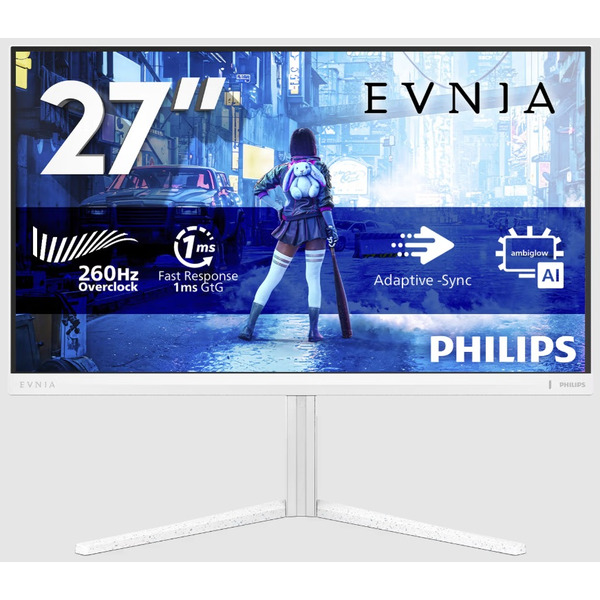 Монiтор TFT PHILIPS 27" Evnia 27M2N5201P/00 IPS FHD 260Hz(OC) HDMI DP Pivot Ambiglow White