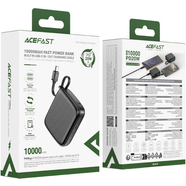 Акумулятор універсальний Acefast M15 PD 20W 10000mAh Black (6974316283973)