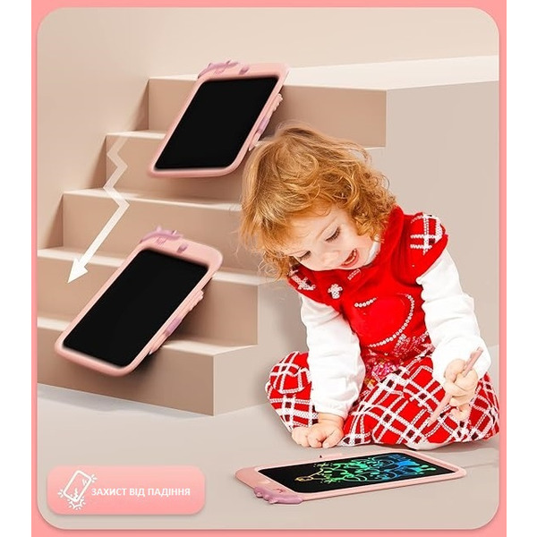 Дитячий LCD планшет для малювання Urmywo Єдиноріг 10” Multicolor (UК1009pink) рожевий