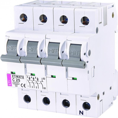 Автоматичний вимикач ETI ETIMAT 6 3p+N C 25А (6 kA)