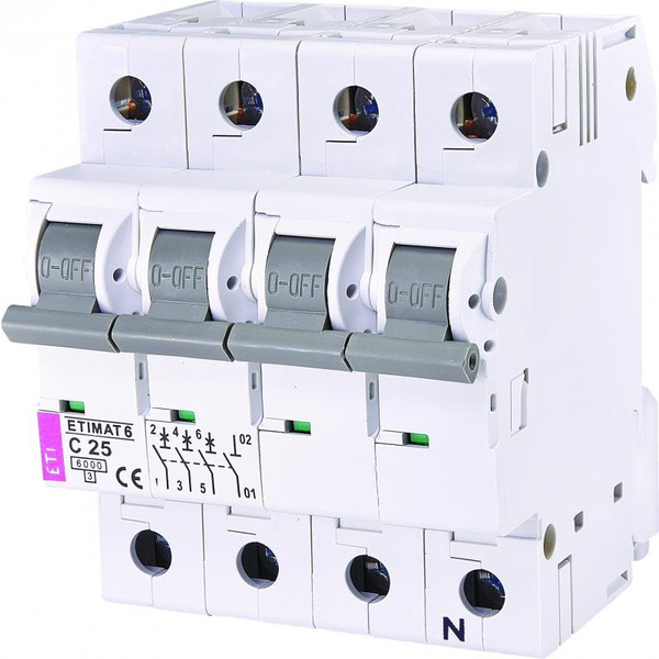 Автоматичний вимикач ETI ETIMAT 6 3p+N C 25А (6 kA)