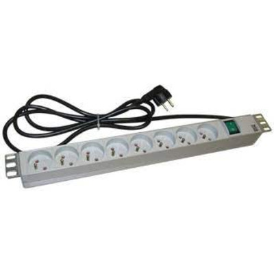 Панель органайзер MOLEX 19” панель эл.живл.8x230В/16 A,1U, вимик.,сіра