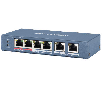 Комутатор 4 порти некерований Hikvision DS-3E0106HP-E POE