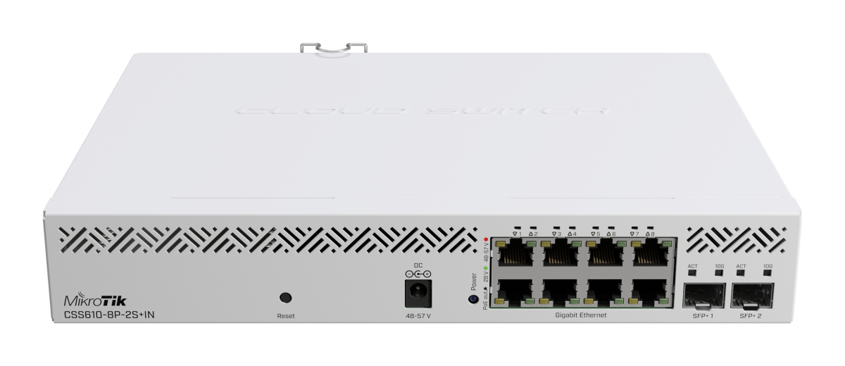 Комутатор 8 портів керований MikroTik CSS610-8P-2S+IN PoE