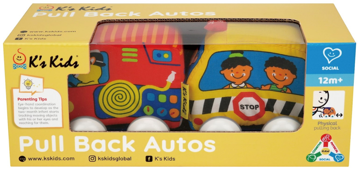 Набір машин Baby Pull-back (шкільний автобус та пожежна машина), K’s Kids, KA10835-GB