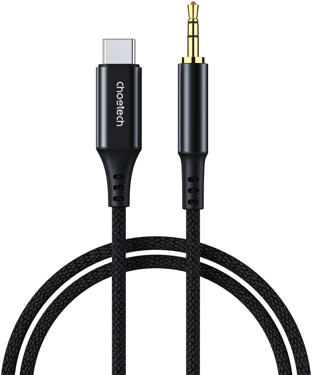 Кабель 3.5 мм jack Choetech AUX Type-C to TRS Audio 3.5mm 1m Black (AUX006)