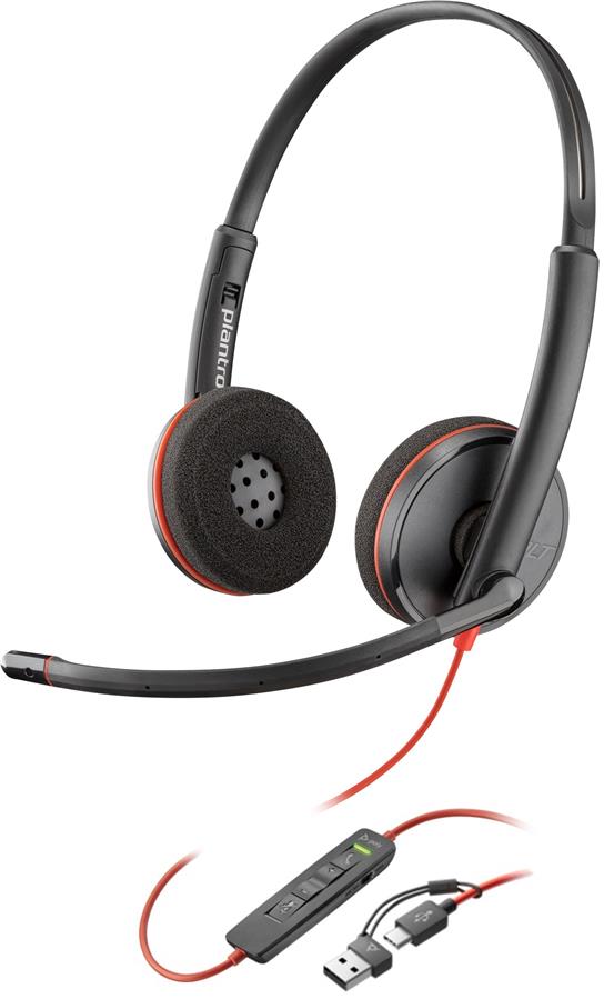 Навушники On-ear Poly Blackwire 3220, USB-A, USB-C, Black (8X228AA)