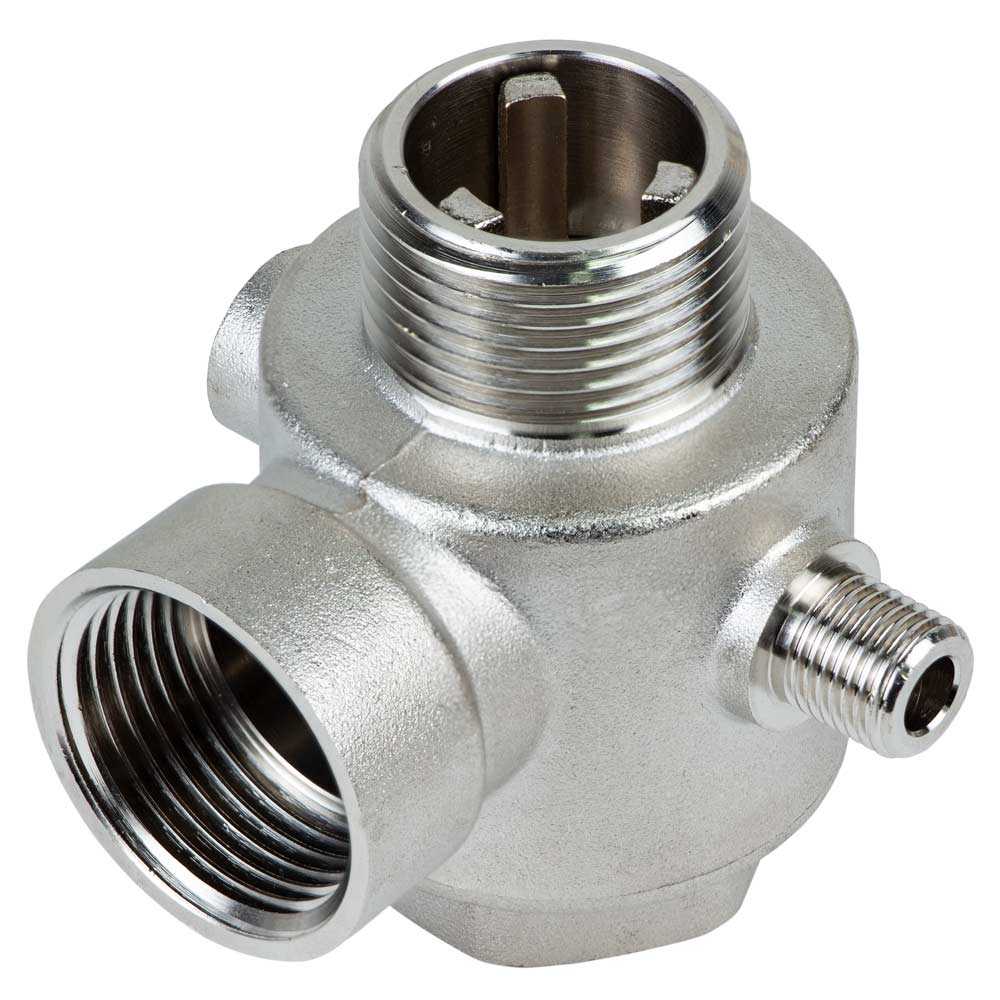 З'єднувач + зворотний клапан Aquatica 80мм 1"Мx1"Fx1"Fx1/4"Mx1/4"F Silver 480 г (779601)