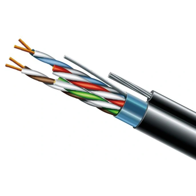 Кабель вита пара ЗЗКМ (FTP мідь вуличний із тросом) Cat. 5e F/UTP PE 4х2х24 AWG + S. M. трос (к)(72113) бухта 500м.