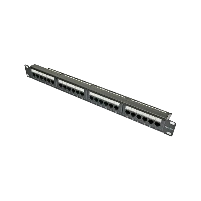 Патч-панель 19" Kingda KDPA6043 24хRJ-45 UTP Cat.5e (із заднім організатором, 1U, чорна)