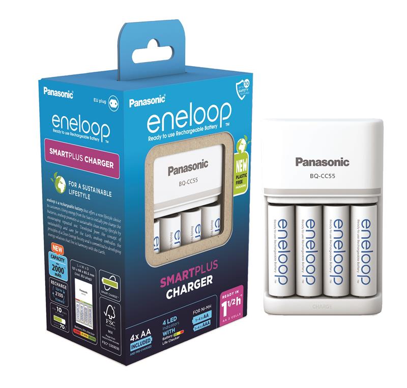 Зарядний пристрій Smart-Quick Charger + Акумулятор Eneloop NI-MH AA 2000 мАг, 4 шт. (K-KJ55MCD40E)
