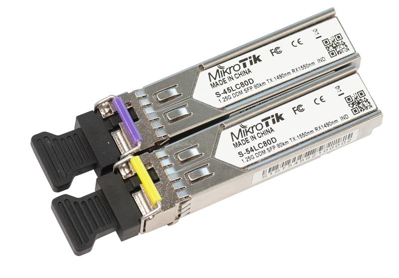 Комплект SFP-Трансиверів MikroTik S-4554LC80D (S-45LC80D+S-54LC80D), SM, 80км