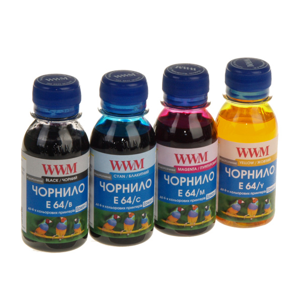 Водорозчинні чорнила для принтера WWM Чернила для Epson L110/ L210/ L355 B/C/M/Y (4 х 100г) B/C/M/Y (E64SET4-2)