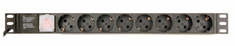 Блок розеток EnerGenie 19 1U (EG-PDU-014) алюм. корп.,  8 розеток,  16A, 3м, чорний, вилка Schuko