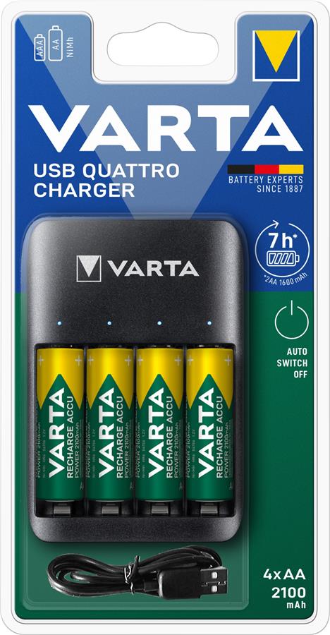 Зарядний пристрій Varta Value USB Quattro Charger 4хNI MH AA2100 мА•год