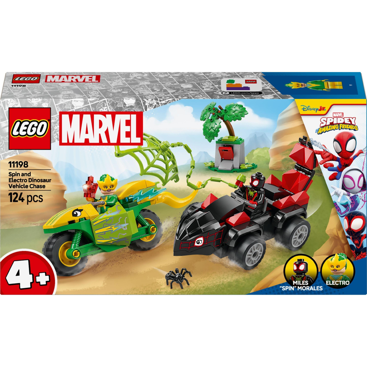 Конструктор LEGO Spidey Перегони на електромобілях з динозаврами 11198