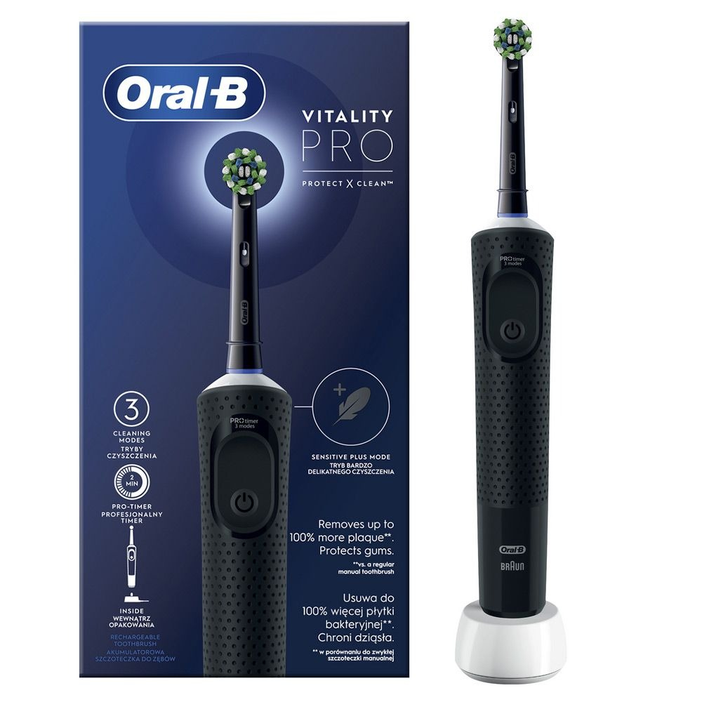 Зубна електрощітка Braun Oral-B Vitality D103.413.3 Pro Protect X Clean Cross Action Black (D103.413.3 PRO Protect X Clean Black)
