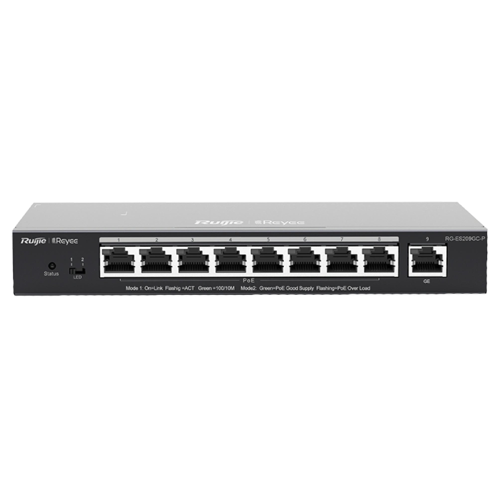 Комутатор 9 портів керований Ruijie RG-ES209GC-P POE