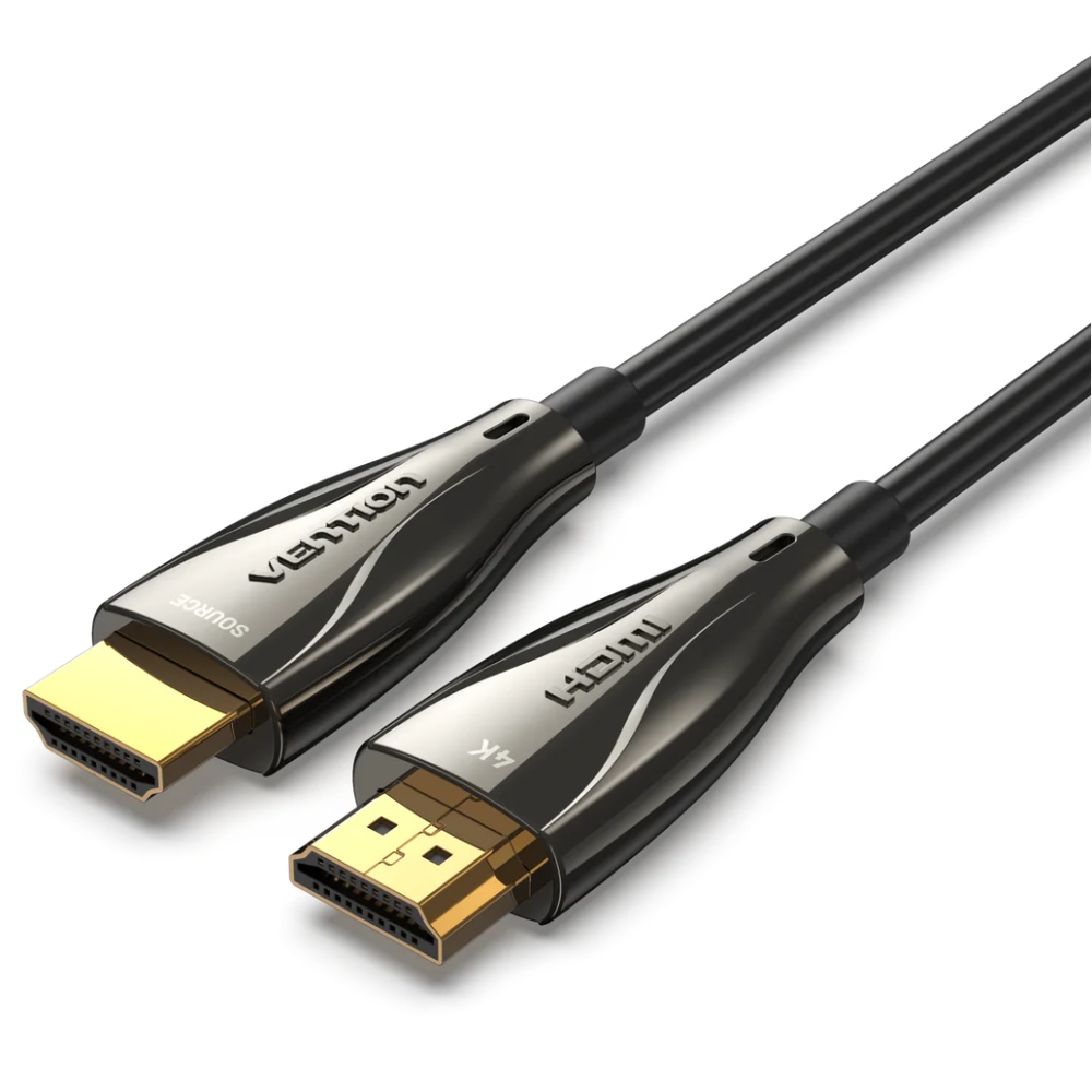 Кабель HDMI M - M,50.0 м, V2.0, Optical 4K 60Гц 18Gbps Dolby 7.1 PVC Black Zinc Alloy Vention