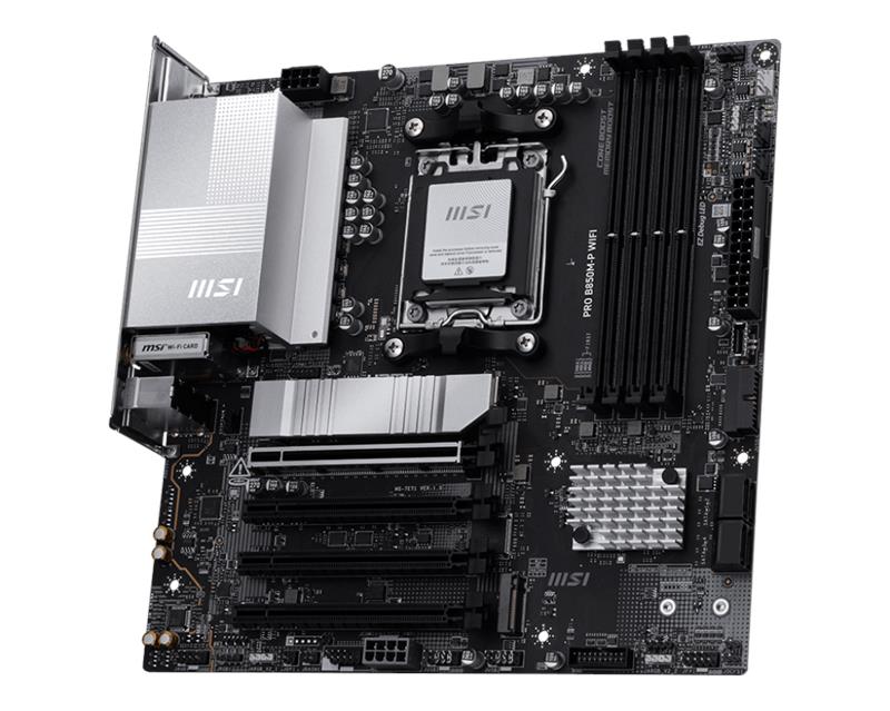 Материнcька плата MSI PRO B850M-P WIFI sAM5 B850 4xDDR5 M.2 HDMI DP WiFi BT mATX