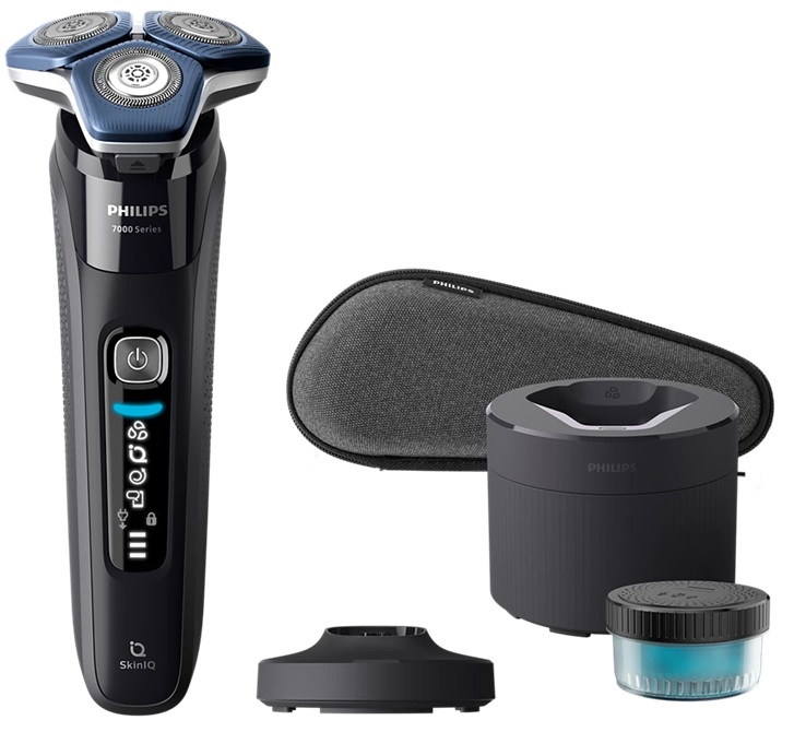 Бритва електр. Philips роторна Series 7000 SkinIQ, бритв.головок-4, Li-Ion, сух.+волог., індикатор заряду, тример, чохол, чорний