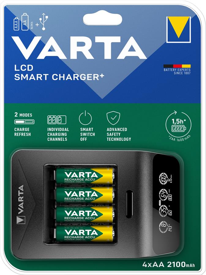 Зарядний пристрій Varta LCD Smart Plus Charger 4хNI MH AA2100 мА•год