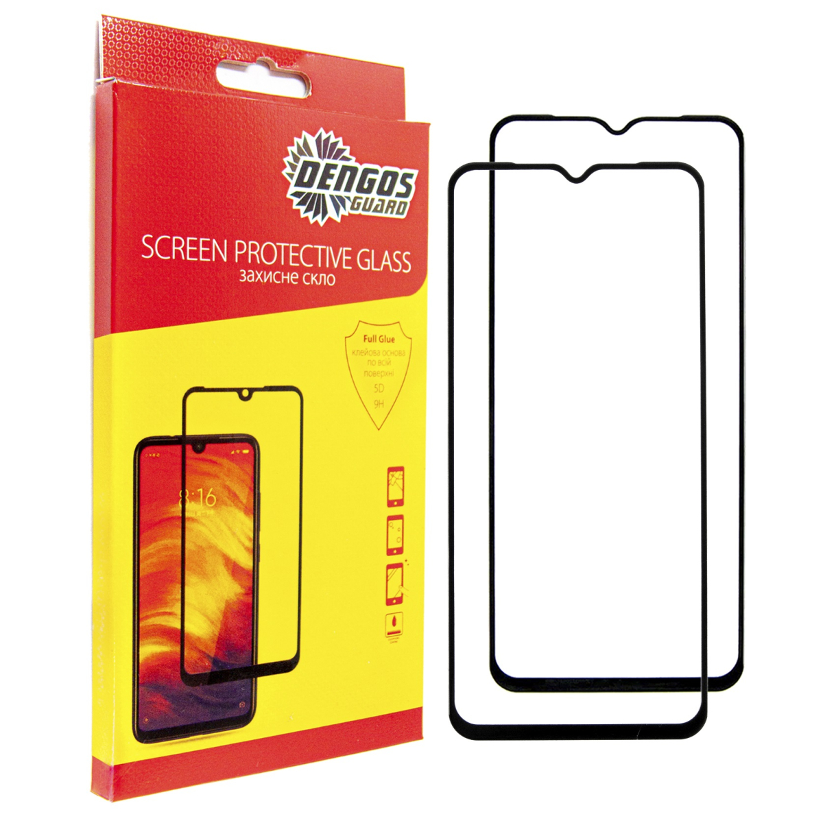 Защитное стекло Dengos для Xiaomi Redmi 14C Black Full Glue (DG-TG2P-62) 2шт