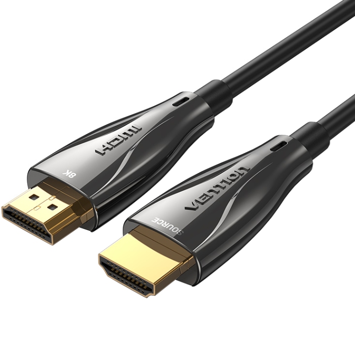 Кабель HDMI M - M,15.0 м, V2.1, Optical 8K 60Гц 48Gbps Dolby 7.1 TPE Black Zinc Alloy Vention