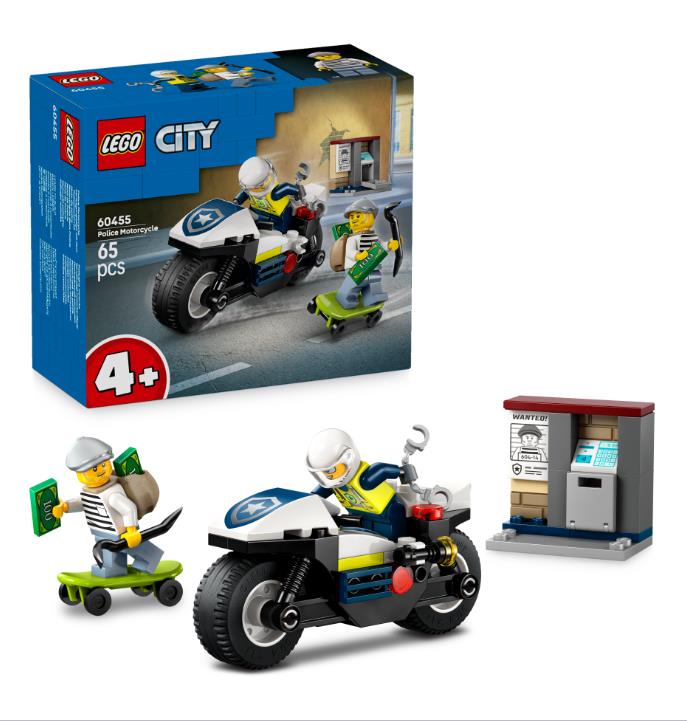 Конструктор LEGO City Переслідування на поліцейському мотоциклі 60455